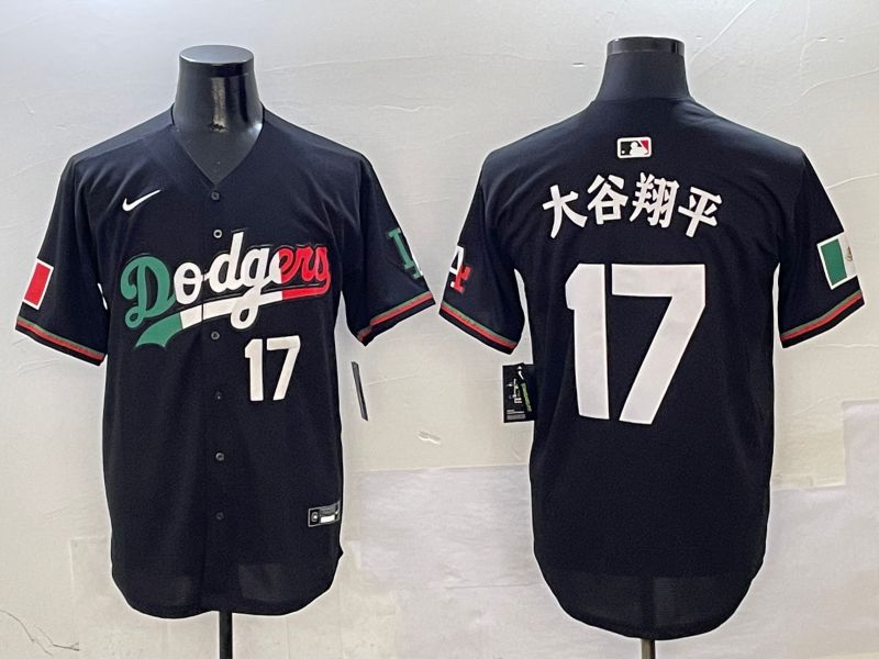Men Los Angeles Dodgers 17 Ohtani Black Mexico Nike 2025 MLB Jersey style 3